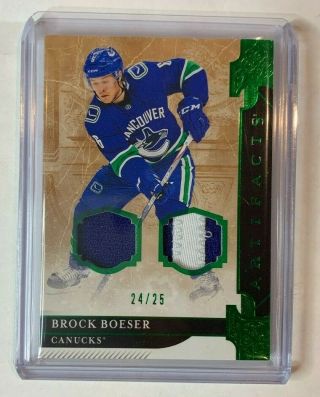 2019 - 20 Ud Artifacts Brock Boeser Dual Jersey 2 Colour Patch Rare 24/25