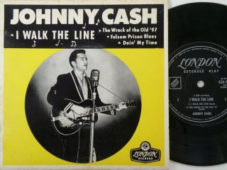 Rare 1958 Johnny Cash I Walk The Line Oz London Mono Country 7 " Ep Ex - /ex Vinyl
