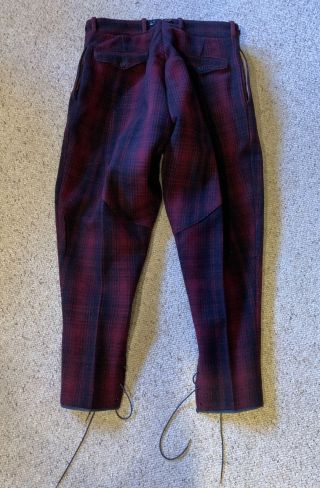 Early 40’s Vtg Woolrich Plaid Wool Lace Up Hunting Pants Rare 32x27 Red/black
