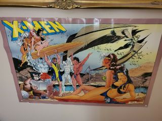 1993 X - Men Swimsuit Beach Party Poster 34x22 By Whilce Portacio Rare 92