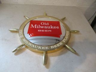 Rare 1961 Old Milwaukee Beer Captain Wheel Sign
