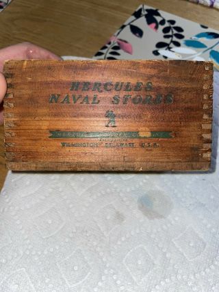 Vtg Hercules Powder Co Rare Little Sample Dynamite Wood Box Wooden Crate W Top