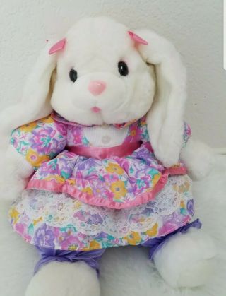 Vintage Kmart Clover Hill Flower Girl Bunny Plush Dan Dee w/Bow and Dress RARE 2