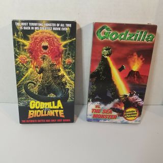 2 Rare Vintage Godzilla Vs.  Biollante & The Sea Monster Movies,  Toho Co Vhs 1989