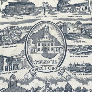 Owen County Kentucky Sweet Owen Rug Throw Blanket Fringe 64” x 48” Rare 2