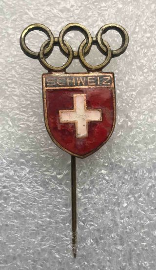 Rare Vintage Olympic Pin Badge Noc Switzerland / Undated / Enamel