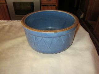 Antique Rare Ruckle Blue Stoneware Crock Bowl Sawtooth Design White Hall,  Il