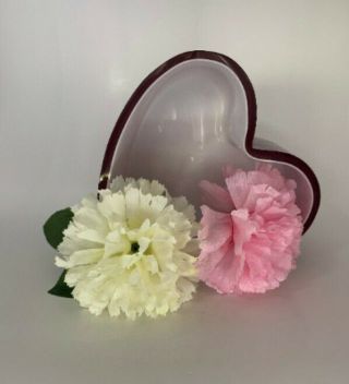 Rare Vintage Pilgrim Glass Red And White Heart Shaped Bowl Dish