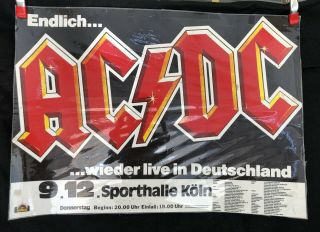 Rare Vintage Ac/dc Sunrise German Tour Poster - See Photos