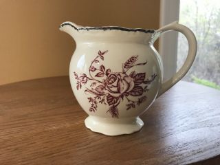 Rare Vintage Wood & Sons Colonial Rose Pitcher Creamer 4.  75” England Transfer