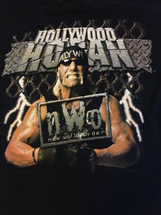 RARE Vtg 1998 HOLLYWOOD HULK HOGAN NWO WCW T - SHIRT Youth L 14 - 16 Black WWE 2