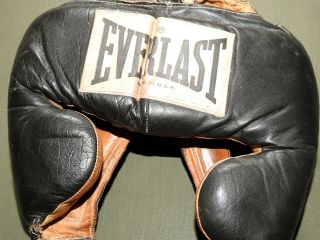 Vtg 1960s Everlast Boxing Black Leather Sparring Headgear Made In Usa Boxer Rare