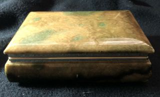Italian Marble Trinket Box With Brass Hinges Vintage Rare 5 1/4 “ X 3 3/4” X 1”