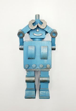 Three Hands Corp Blue Resin Robot Shelf Display Rare