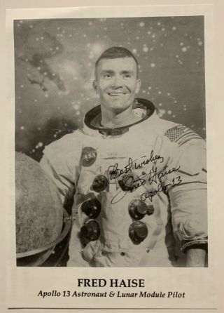 Fred Haise Signed Autograph Wss Nasa 5x7 Photo Apollo Moon Shuttle Rare