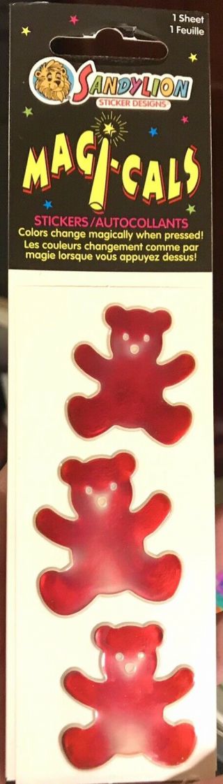 Vintage Sandylion Teddy Bear Stickers Magicals Color Change Oilies Rare