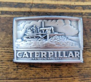 Vintage Belt Buckle Rare Caterpillar Tractor Copper Brass For Leather Belt ☆usa