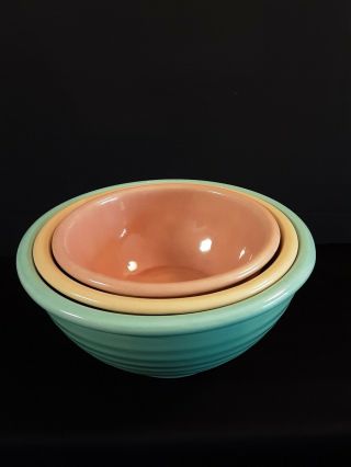 Rare Bauer USA Pottery Ring Ware Mixing Bowl Set 2