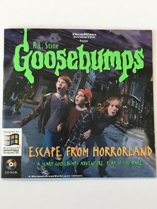 Goosebumps Escape From Horrorland Pc Rare Video Game Cd Rom 1996 Windows 95 Oop