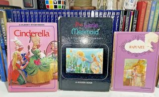 Rare: 3 Vintage Puppet Story Books,  Holographic Little Mermaid,  Cinderella &more