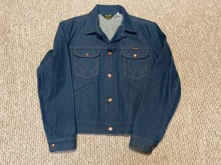 Vtg 70s Wrangler Denim Jacket Made In Usa Western Sz 44 Rare Retro