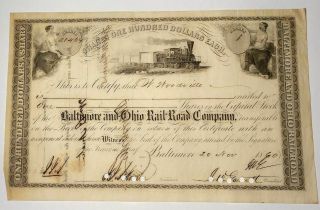 Rare Civil War Era B&o Railroad Stock Certificate Signed By Abe Lincoln 