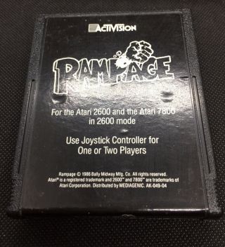 Atari 2600/7800 Rare Black Label Rampage Loose Cartridge