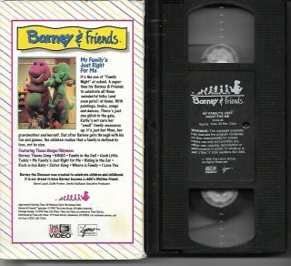 BARNEY & FRIENDS My Family ' s Just Right for Me VHS Rare 2