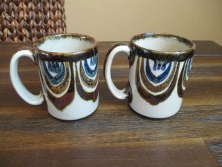 Set Of 2 Rare Ken Edwards Lotus El Palomar Pottery Mugs - Mexico