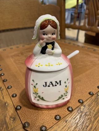 Rare Vintage Norcrest Japan Dutch Girl Jam Jar Cute