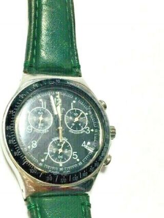 Vintage Swatch Irony 4 Jewel V8 Leather Wrist Rare Military Watch Steel