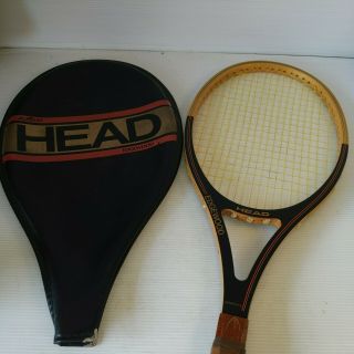 Vintage Head Edgewood Wood Graphite Tennis Racquet Racket 4 3/8 Rare With Cover.