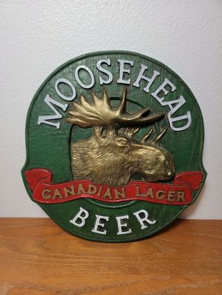 Rare Vintage Moosehead Beer Canadian Lager Bar Sign 14 " Brewery Plastic