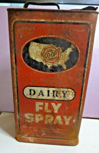 Vintage Rare Co - Op Farmers Dairy Fly Spray 1 Gallon Can - Empty