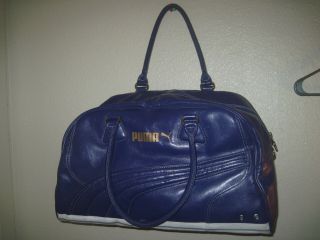 Puma Vintage Faux Leather Purple Lavender Overnight Carry On Duffel Gym Bag Rare