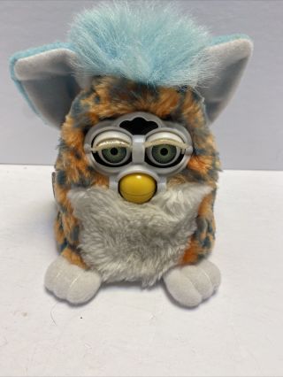 Rare 1999 Furby Babies Orange Leopard Blue Spots,  Hair,  Eyes Mod.