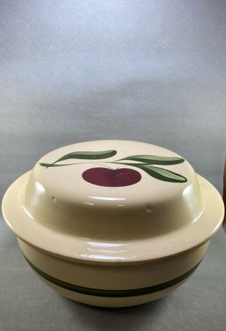 Vintage Watt Pottery Apple Pattern Salad Serving Bowl With Rare Lid 73