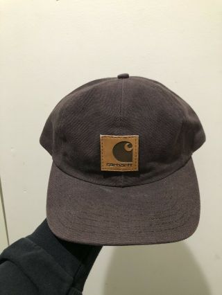 Vintage 80s 90s Carhartt Brown Canvas Snapback Hat Cap Made In Usa Workwear Rare