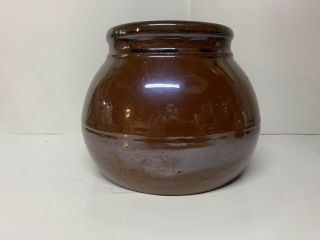 Antique Rare Brown Glaze 1880 Peoria Pottery Crock “pot Belly” Style Stoneware