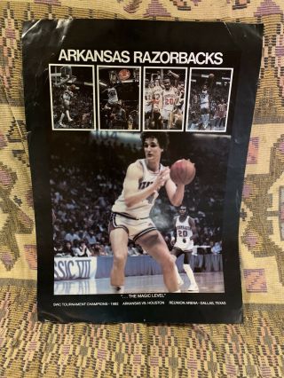 Vintage Arkansas Razorbacks Basketball 1982 Swc Tournament Champs Poster Rare
