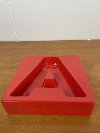 Vintage American Airlines 747 Luxury Liner Ashtray Red Boeing Rare 6 " X 6 "