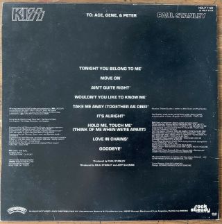 Kiss ' Paul Stanley ' Rare Swedish LP with Poster 2