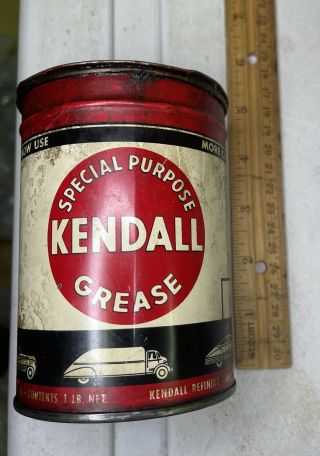 Rare Vintage Kendall Special Purpose 1 Lb Grease Can/tin Bradford,  Pa