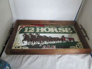 Rare Vintage Genesee 12 Horse Ale Mirrored Serving Tray Wall Sign 19 " X 11 1/4 "