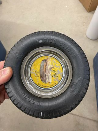 Rare Vintage Fisk Tire & Rubber Advertising Ashtray Fisk Tire Glider