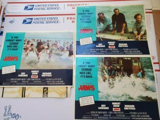 Jaws Vintage Movie Poster Re - Release 1975 Lobby Cards - Set Of 3 - Rare