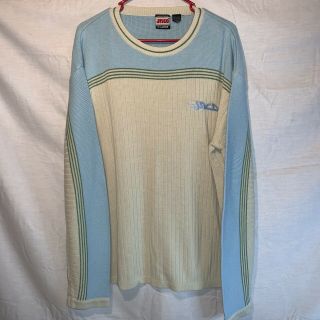 Rare 90’s Jnco Industries Xl Cream And Baby Blue Acrylic Sweater Pullover
