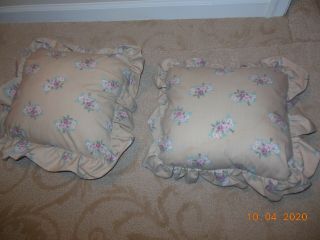 Laura Ashley Set Of 2 Pillows Florette Pattern Rare Taupe & Pink Pattern