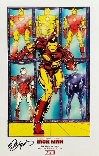 Bob Layton Rare Iron Man Hall Of Iron Art Print 11x17 Signed Exclusive Armors