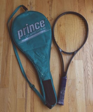 Rare - 1988 Prince Cts Approach 90 Graphite 4 5/8,  5 Tennis Racket & Case